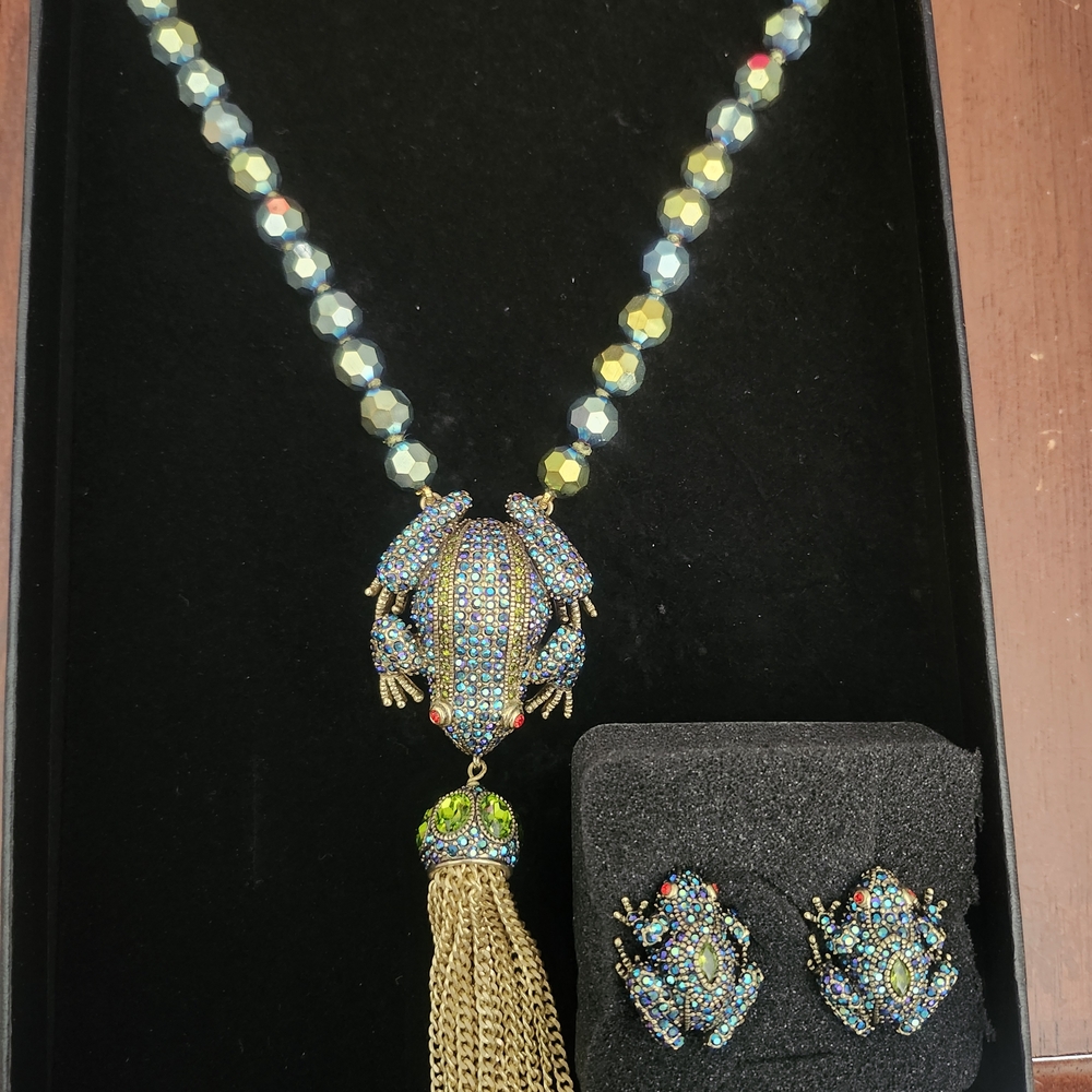 Heidi Daus Vibrant Frog Necklace Set with Gold Tassel